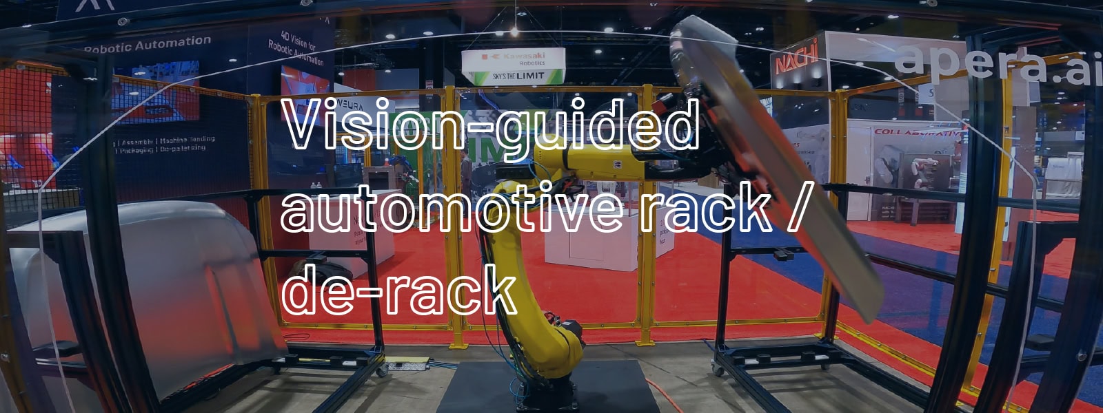 Vision is used to rack and de-rack truck hoods, which is a common application in automotive body shop plants.